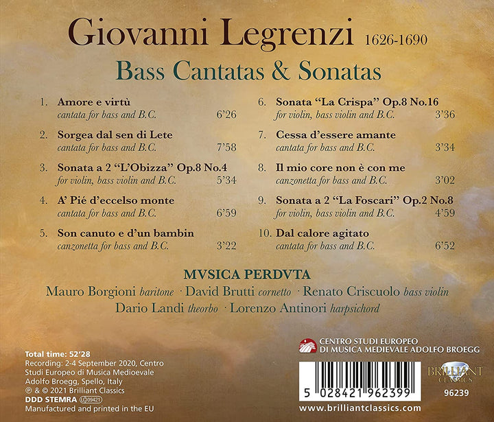 Mauro Borgioni - Legrenzi: Bass Cantatas and Sonatas [Audio CD]