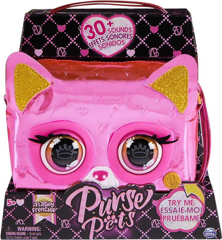 Purse Pets, Metallic Mood Flashy Frenchie Interactive Toy and Shoulder Bag
