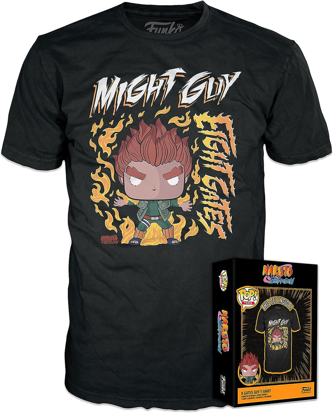 Funko Boxed Tee: Naruto - 8 Gates Guy - Small - (S) - T-Shirt - Clothes - Gift Idea - Short Sleeve Top for Adults Unisex Men and Women