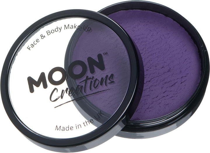 Pro Face & Body Paint Cake Pots by Moon Creations - Purple - Professional Water Based Face Paint Makeup for Adults, Kids - 36g