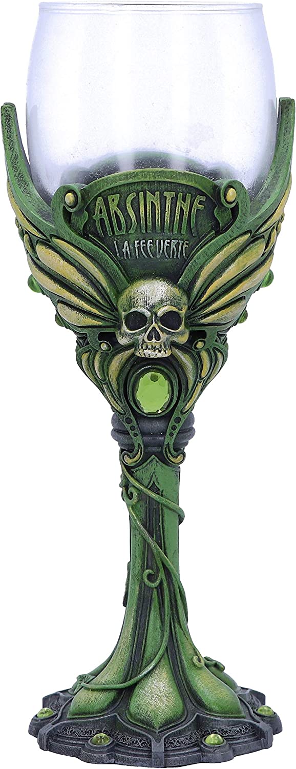 Nemesis Now Absinthe La Fee Verte Green Goblet Wine Glass, Polyresin, 1 Count (P