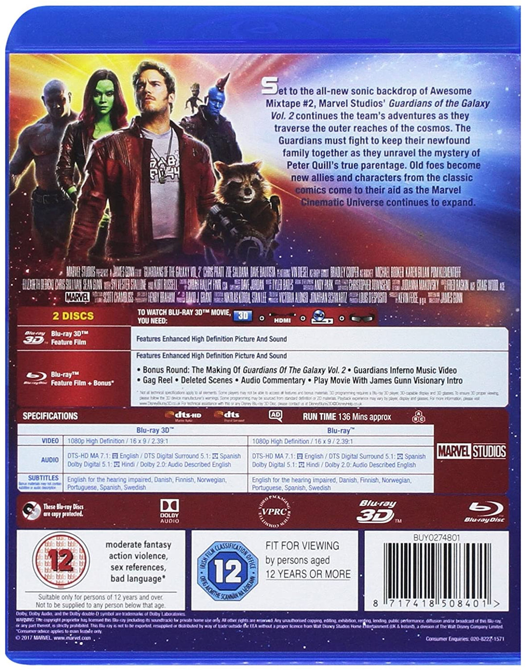 Marvel Studios Guardians of the Galaxy Vol. 2 - Action/Sci-fi [Blu-ray]