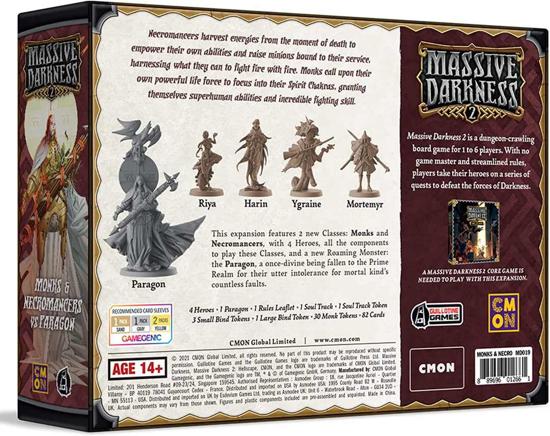Massive Darkness 2 Monks Necromancers vs The Paragon Heroes & Monster Set