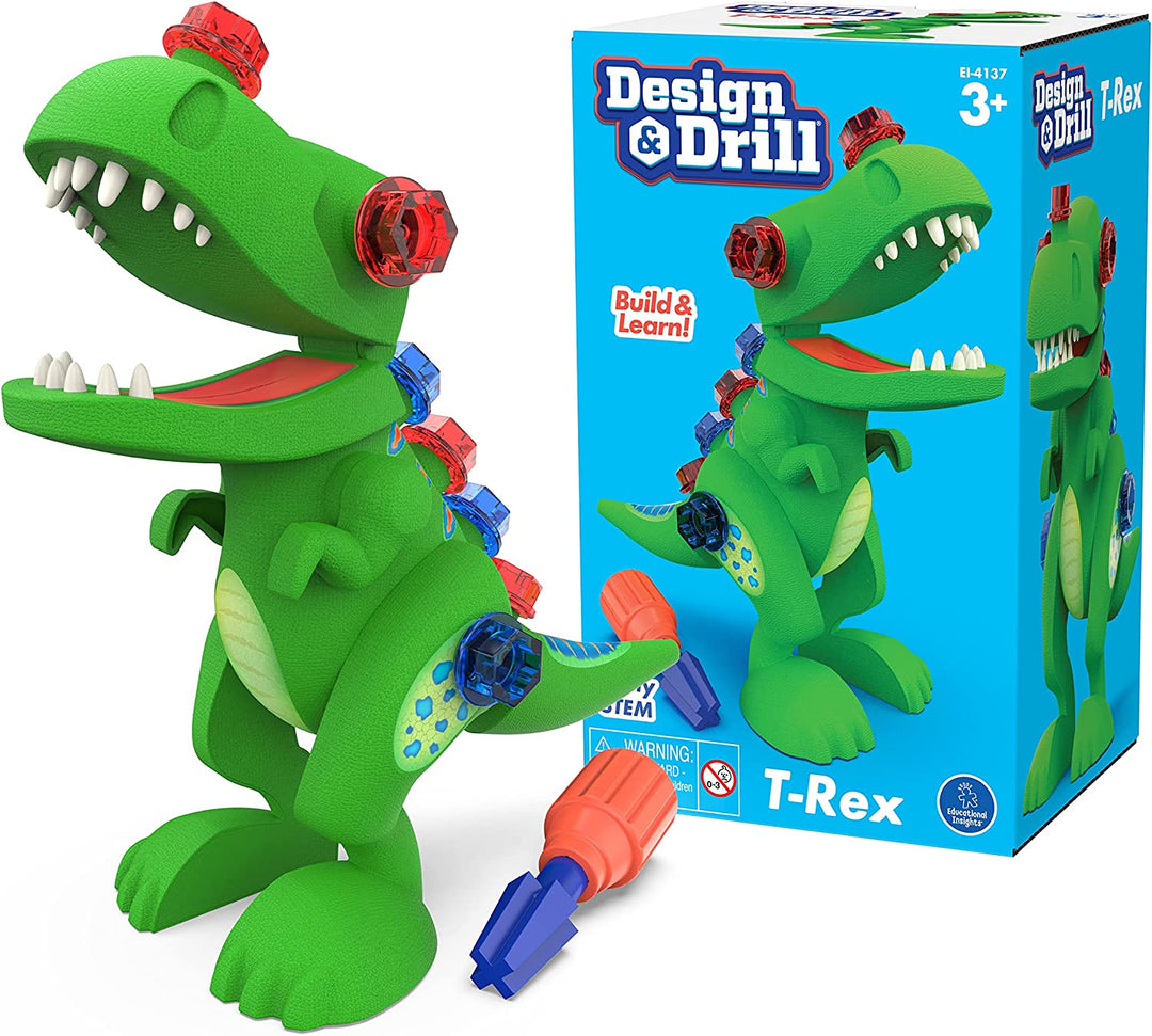 Learning Resources Design & Drill T-Rex Dinosaur Take Apart Toy with 12 Pieces & Screwdriver