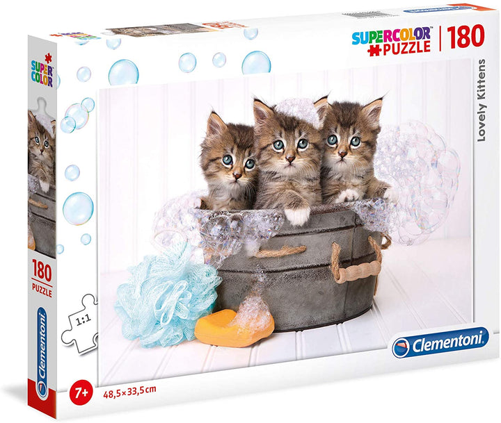 Clementoni 29109, Lovely Kittens Supercolor Puzzle for Children - 180 Pieces, Ages 7 years Plus