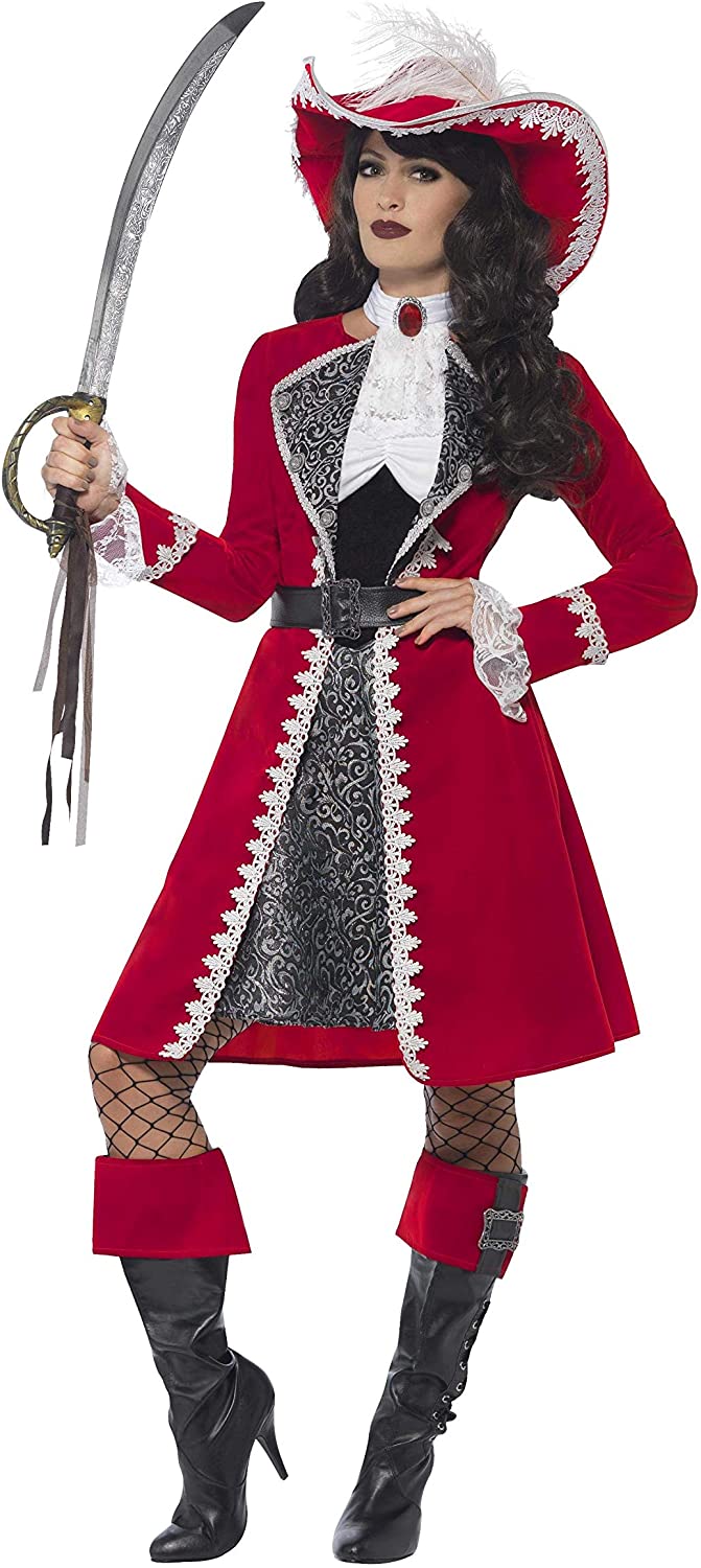 Smiffys Deluxe Authentic Lady Captain Costume, Red, S - UK Size 08-10