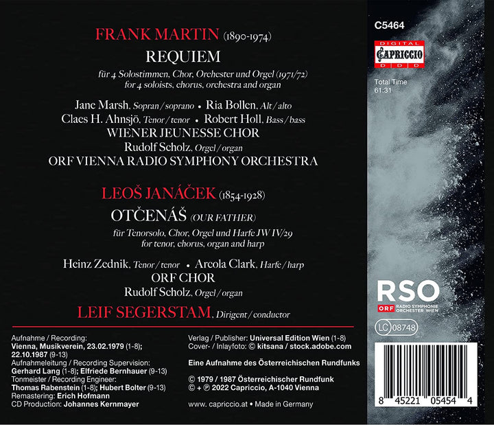 Frank Martin: Requiem [Wiener Jeunesse Chor; Rudolf Scholz; ORF Vienna Radio Symphony Orchestra; ORF Chor; Leif Segerstam] [Capriccio: C5454] [Audio CD]