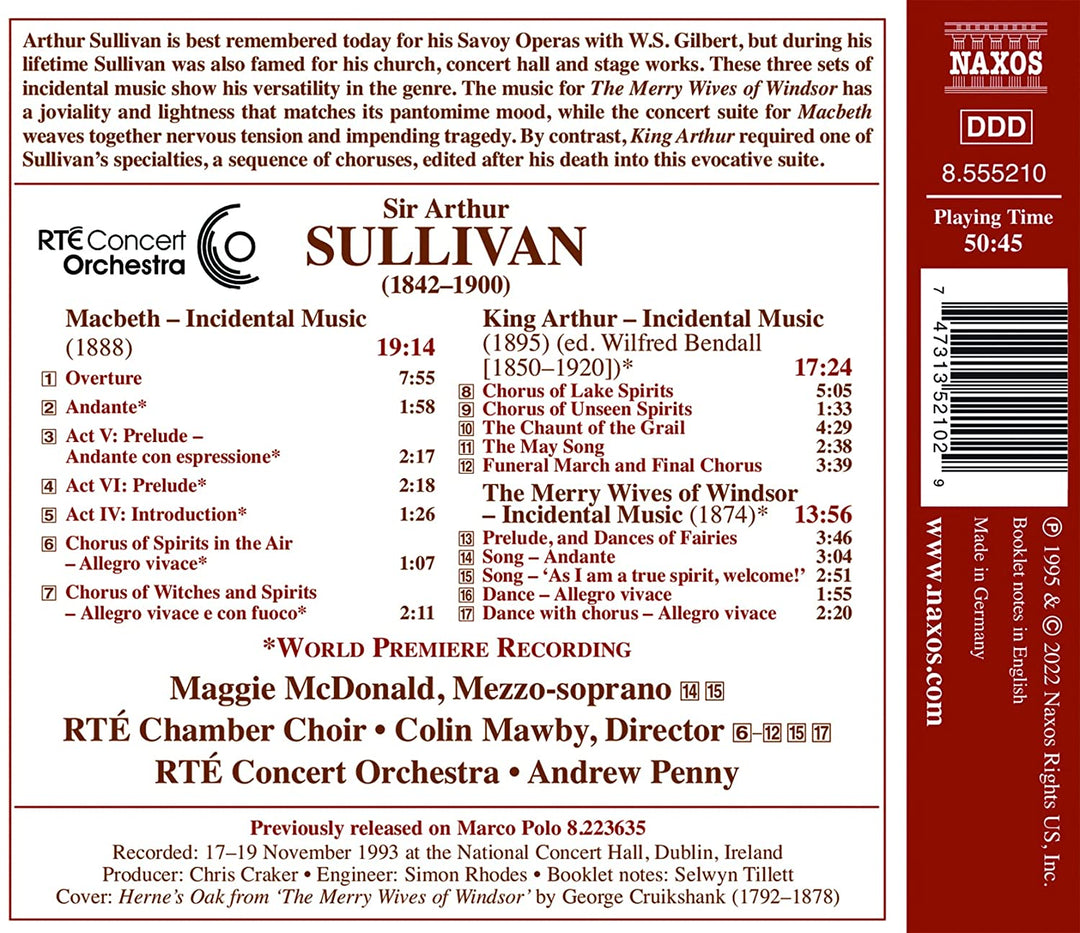 Mcdonald - Sir Arthur Sullivan: Incidental Music [Audio CD]