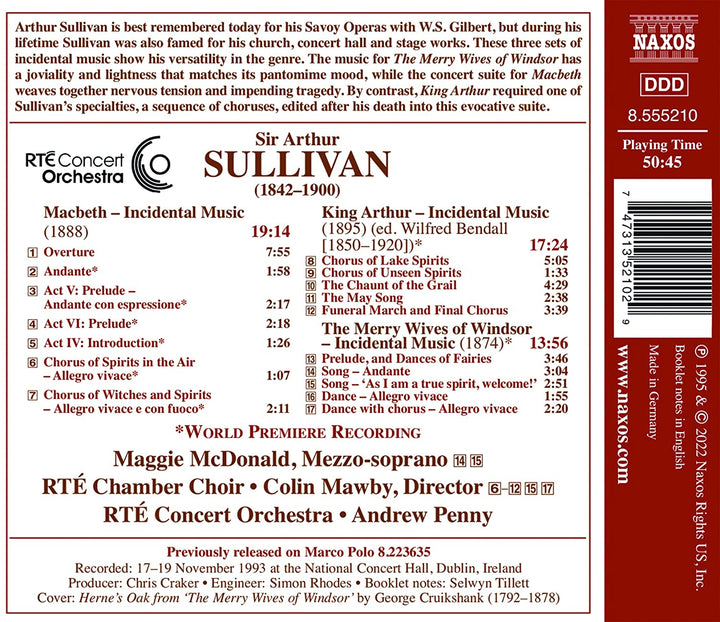 Mcdonald - Sir Arthur Sullivan: Incidental Music [Audio CD]