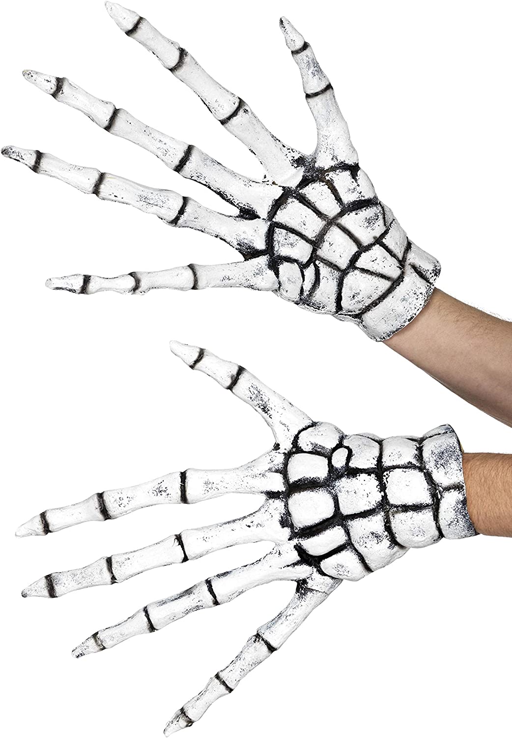 Smiffys 48181 Grim Reaper/Skeleton Gloves, White, One Size