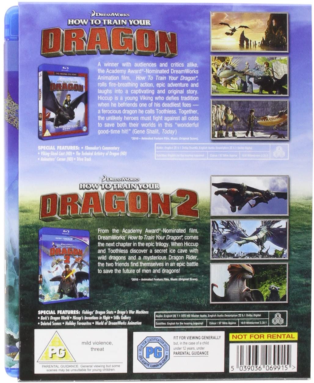 How To Train Your Dragon/How To Train Your Dragon 2 [Region Free] -  Family/Adventure [Blu-ray]