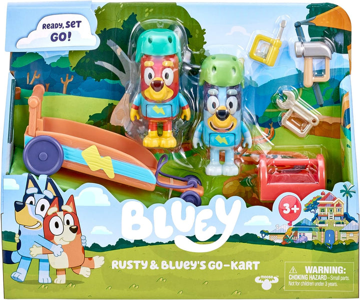 Bluey Rusty and Bluey's Go-Kart Playset; Official 2.5-3 inch Collectable Action Figures