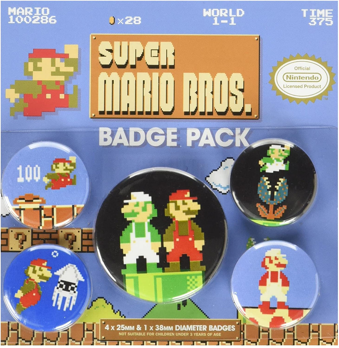 Pyramid International Super Mario Bros. Retro Badge, Multi-Colour, 10 x 12.5 x 1.3 cm
