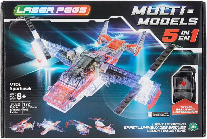 giochi preziosi s.p.a. LAU07000 Laser Pegs Models-5-in-1 VTOL Sparhawk, Multi Co