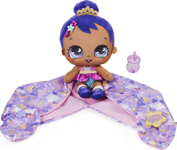 Couverture magique pour bébés, poupée bébé en peluche surprise avec plus de 80 sons et réactions, couverture violette (le style peut varier), jouets pour enfants pour filles à partir de 4 ans