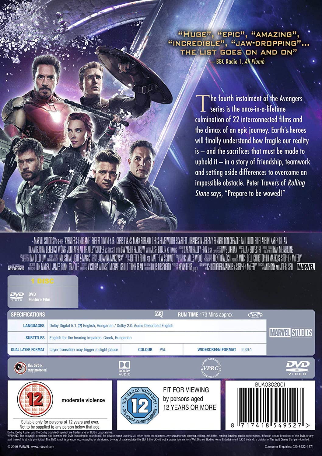 Marvel Studios Avengers: Endgame - Action/Sci-fi [DVD]