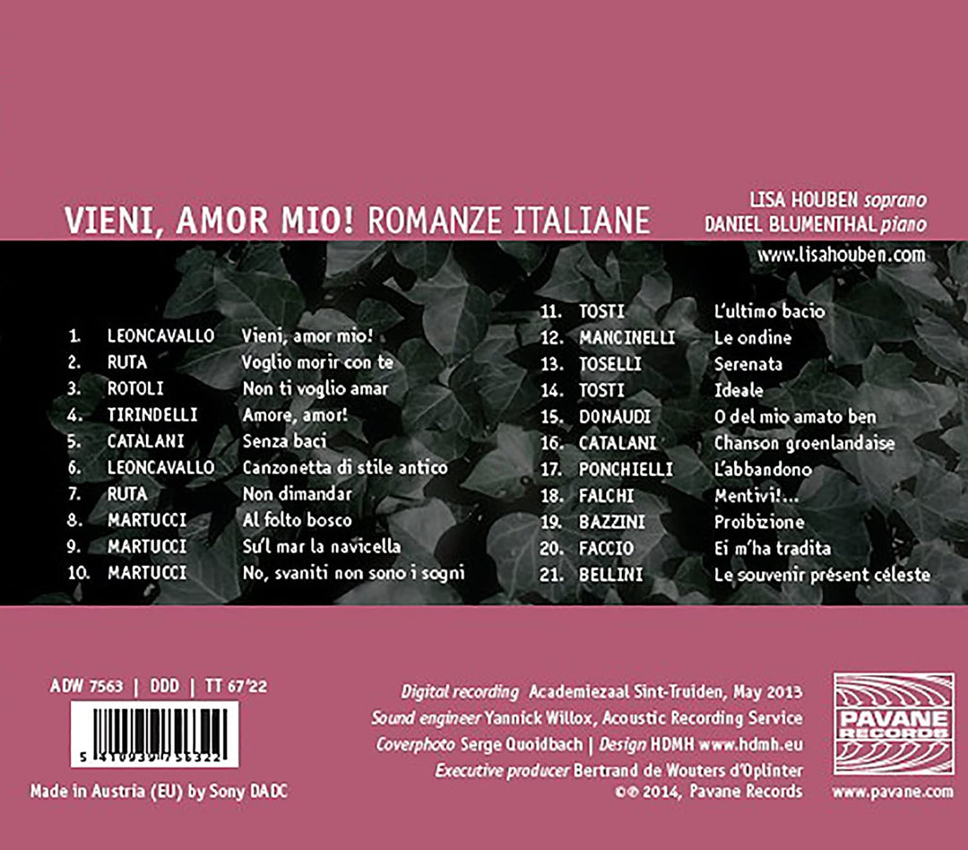 Vieni, Amor Mio! - Romanze Italiane [Audio CD]