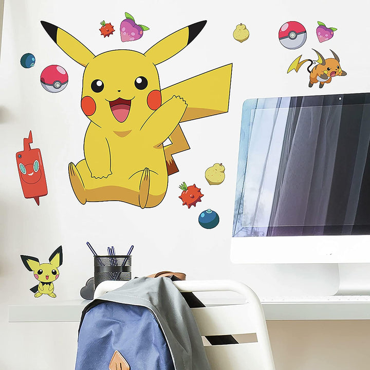 RoomMates RMK4821GM Pikachu Peel and Stick Decals, Yellow, red, Blue