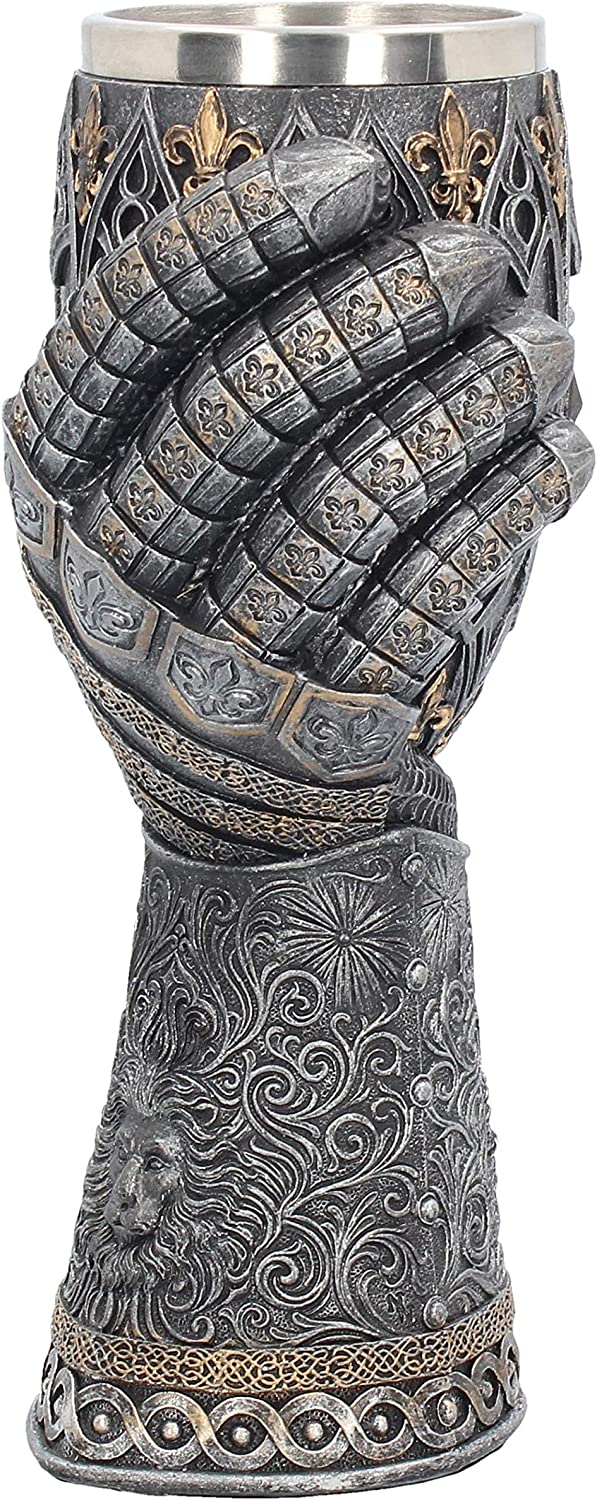 Nemesis Now B2404G6 Lionheart Armoured Glove, Silver, Resin with Stainless Steel