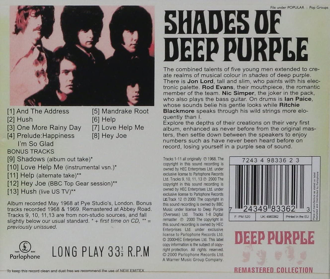 Shades Of Deep Purple - Deep Purple [Audio CD]