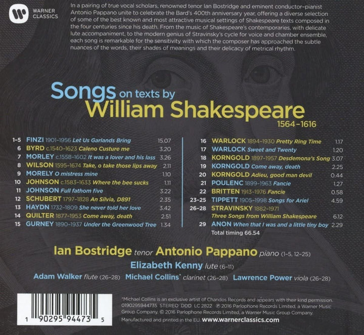 Shakespeare Songs - Ian Bostridge, Antonio Pappano [Audio CD]