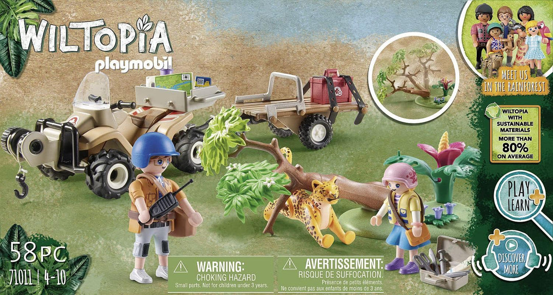 PLAYMOBIL Wiltopia 71011 Animal Rescue Quad with Toy Animals, Sustainable Toy for Kids