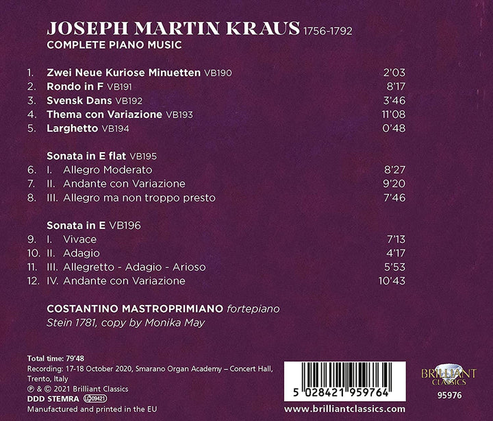 Kraus: Complete Piano Music [Audio CD]