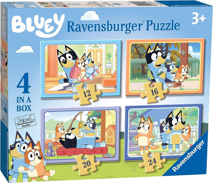 Ravensburger Bluey - 4 in Box (12, 16, 20, 24 Pieces) Jigsaw Puzzles for Kids