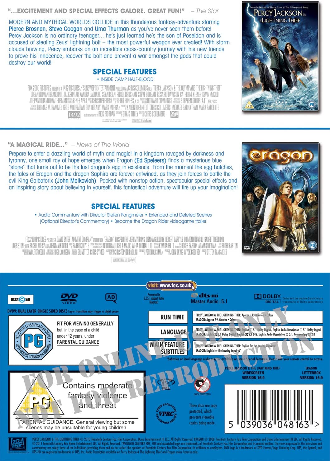 Percy Jackson and the Lightning Thief / Eragon Double Pack [2006] - Action [DVD]