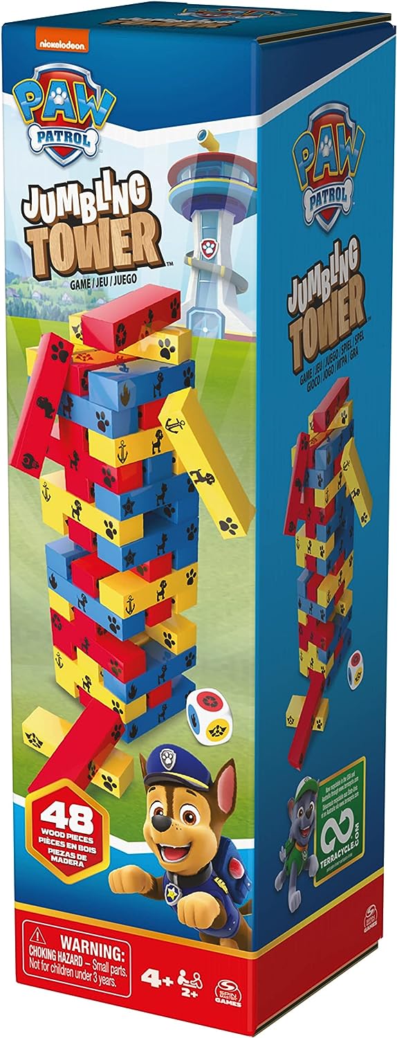 Spin Master Games 6066828 Jumbling Tower, Stacking Building Toppling Colorful Wood Game for Kids