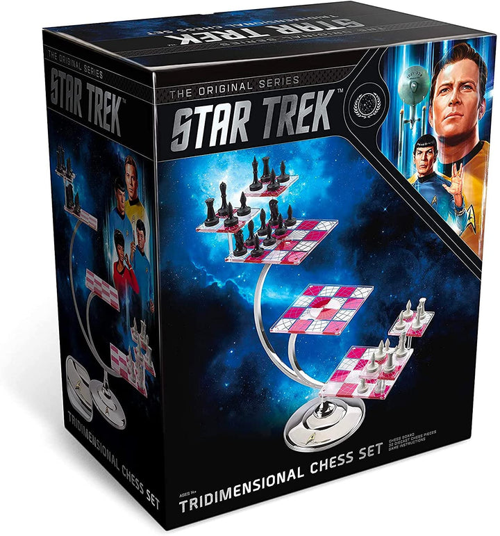 The Noble Collection Star Trek Tri-Dimensional Chess Set - 32 Highly Detailed Plastic Chess Pieces - Officially Licensed Star Trek TV Show Game Gifts