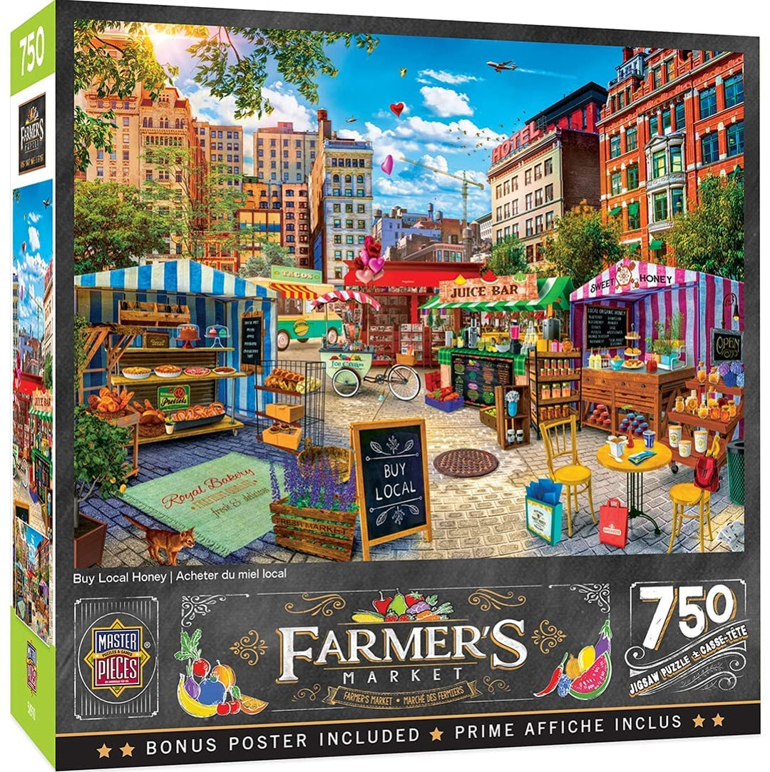 MasterPieces Farmer's Market 750 Puzzles Collection - Buy Local Honey 750 Piece