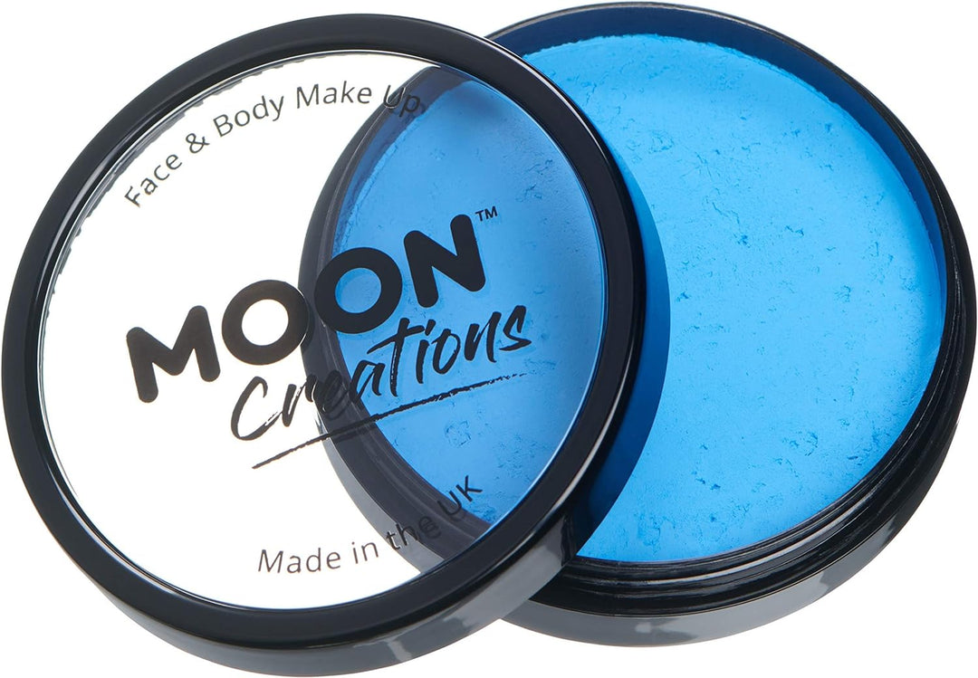 Pro Face & Body Paint Cake Pots by Moon Creations - Sky Blue - Professional Water Based Face Paint Makeup for Adults, Kids - 36g
