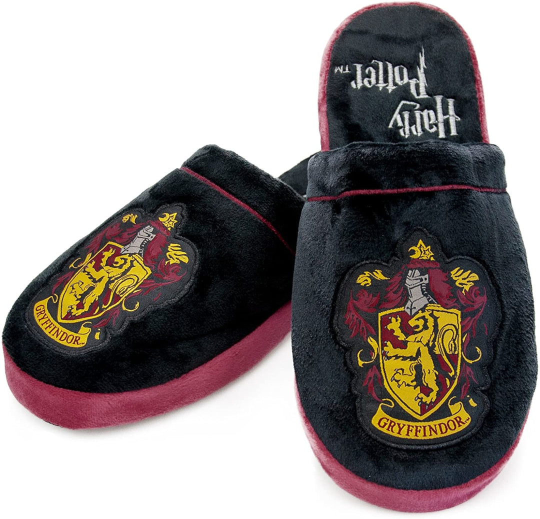 Plush Harry Potter Gryffindor Slippers, Red and Black, polyester, black, 38-40