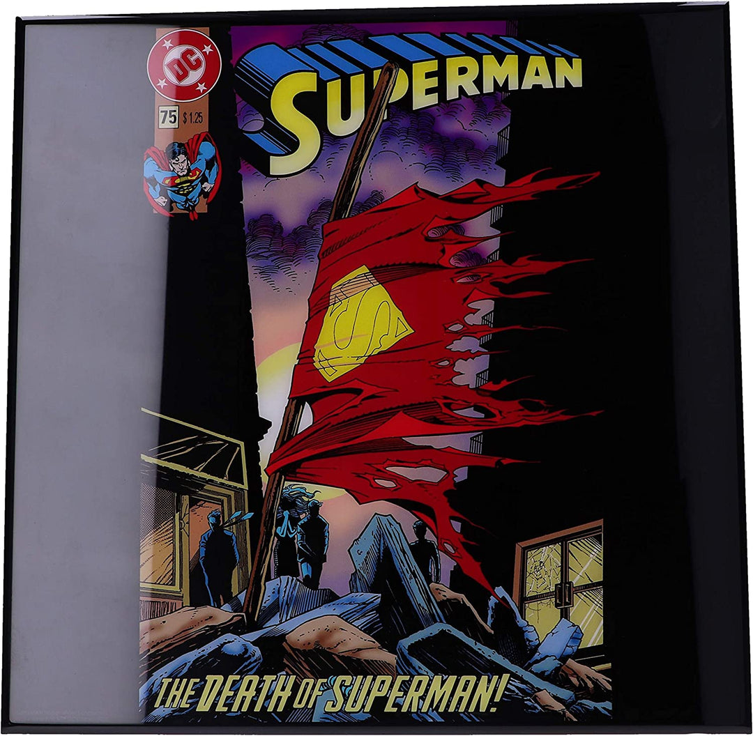 Nemesis Now Death of Superman Comic Cover Crystal Clear Art, Red, 32cm
