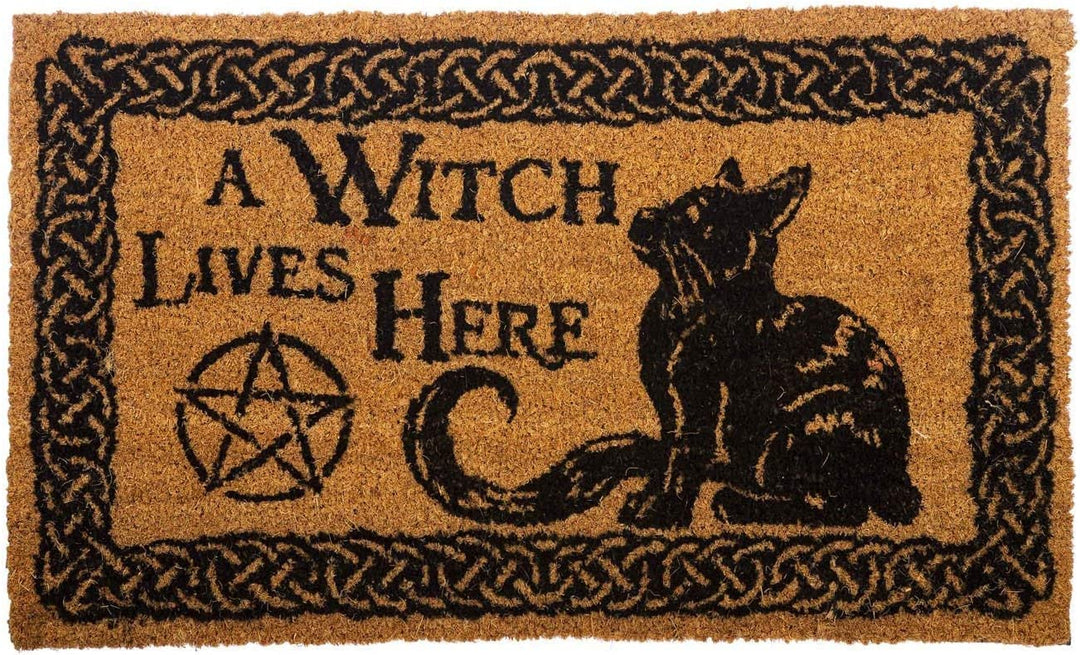 Nemesis Now Witch Lives Here Doormat 45cm Brown, PVC Backed Brush Coco, 45 x 75c