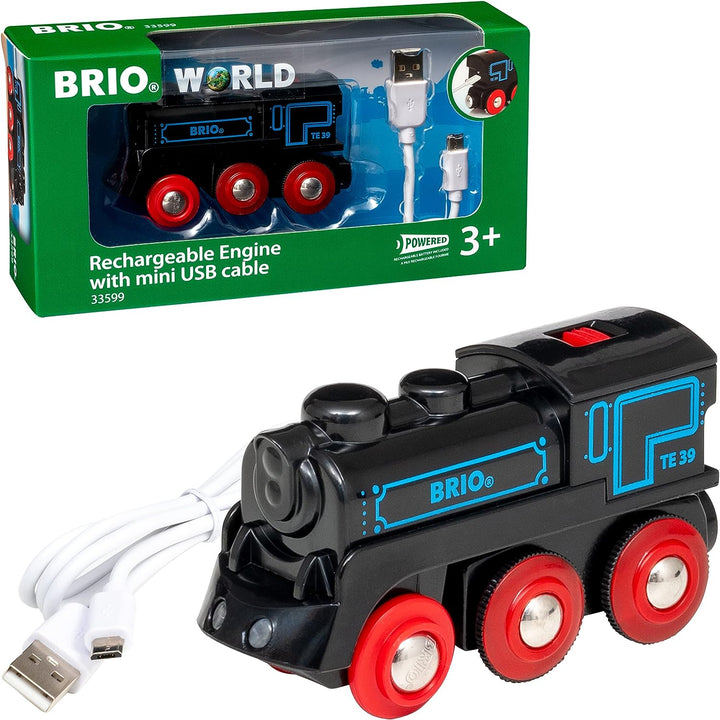 BRIO World Rechargeable Engine Train with Mini USB Cable for Kids Age 3 Years Up - Compatible with all BRIO Railway Sets & Accessories