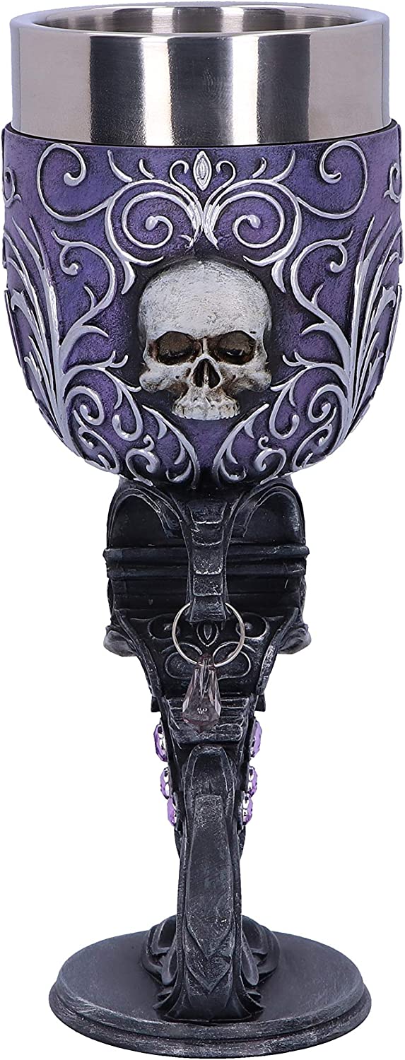 Nemesis Now B5168R0 Deaths Desire Twin Skull Heart Set of Two Goblets, Purple, 1