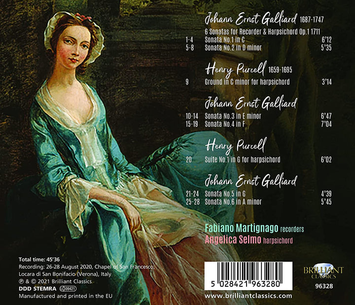 Fabiano Martignago - 6 Sonatas for Recorder & Harpsichord Op.1 [Audio CD]