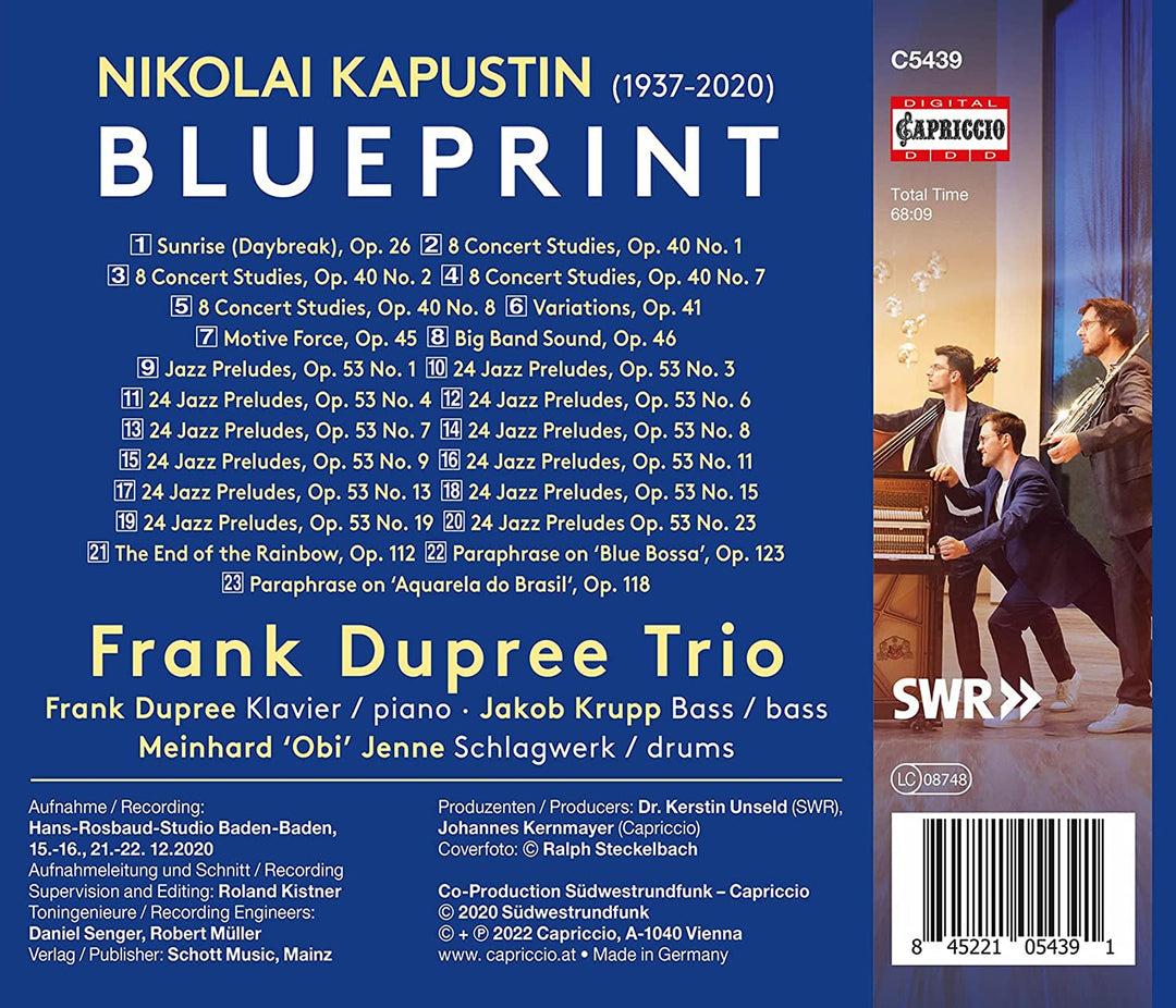 Frank Dupree Trio - Kapustin: Blueprint [Frank Dupree; Jakob Krupp; Obi Jenne] [Capriccio: C5439] [Audio CD]