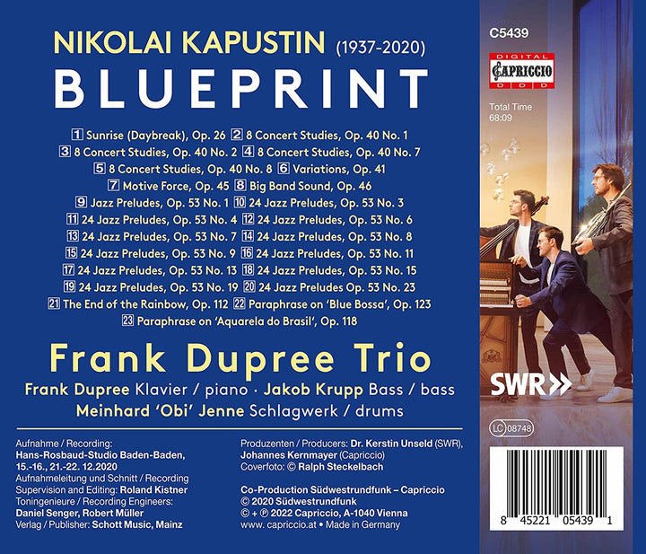 Frank Dupree Trio - Kapustin: Blueprint [Frank Dupree; Jakob Krupp; Obi Jenne] [Capriccio: C5439] [Audio CD]