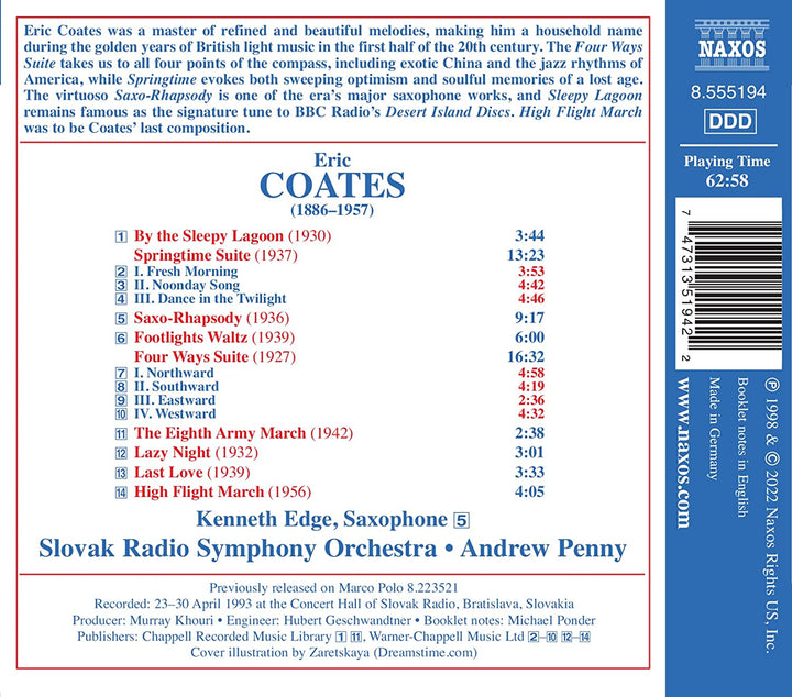 Coates: Springtime Suite [Slovak Radio Symphony Orchestra; Andrew Penny] [Naxos: [Audio CD]