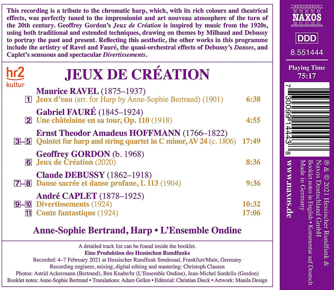 Caplet: Jeux De Creation [Anne-Sophie Bertrand; L'Ensemble Ondine] [Naxos: 85514 [Audio CD]