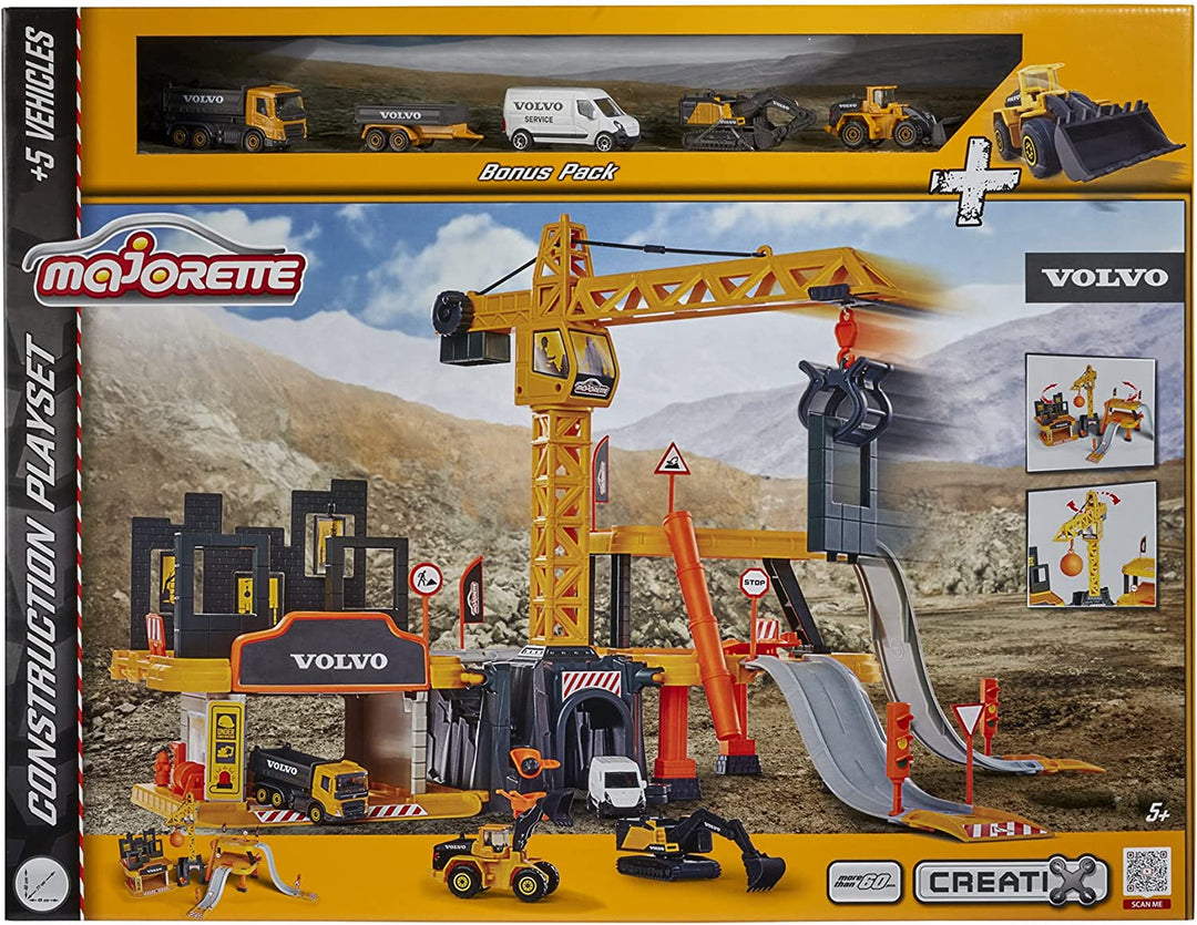 Volvo 212050032 Construction PLAYSET with 5 DIE-CAST Cars, Yellow