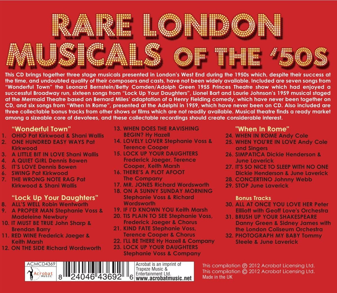 Rare London Musicals of the 50s - [Audio CD]