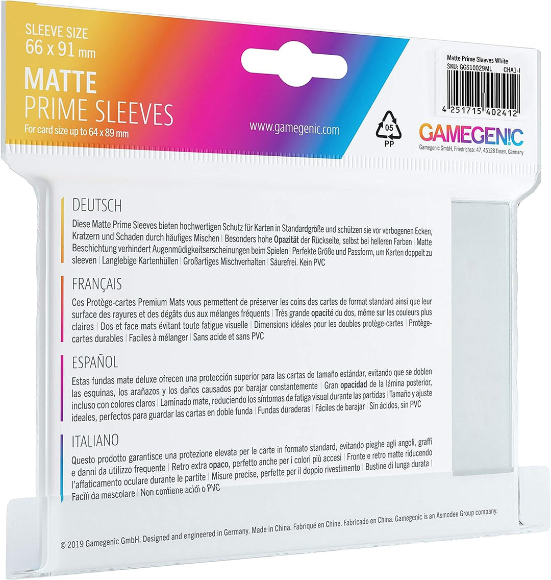 Gamegenic: Matte Prime Sleeves - White (100)
