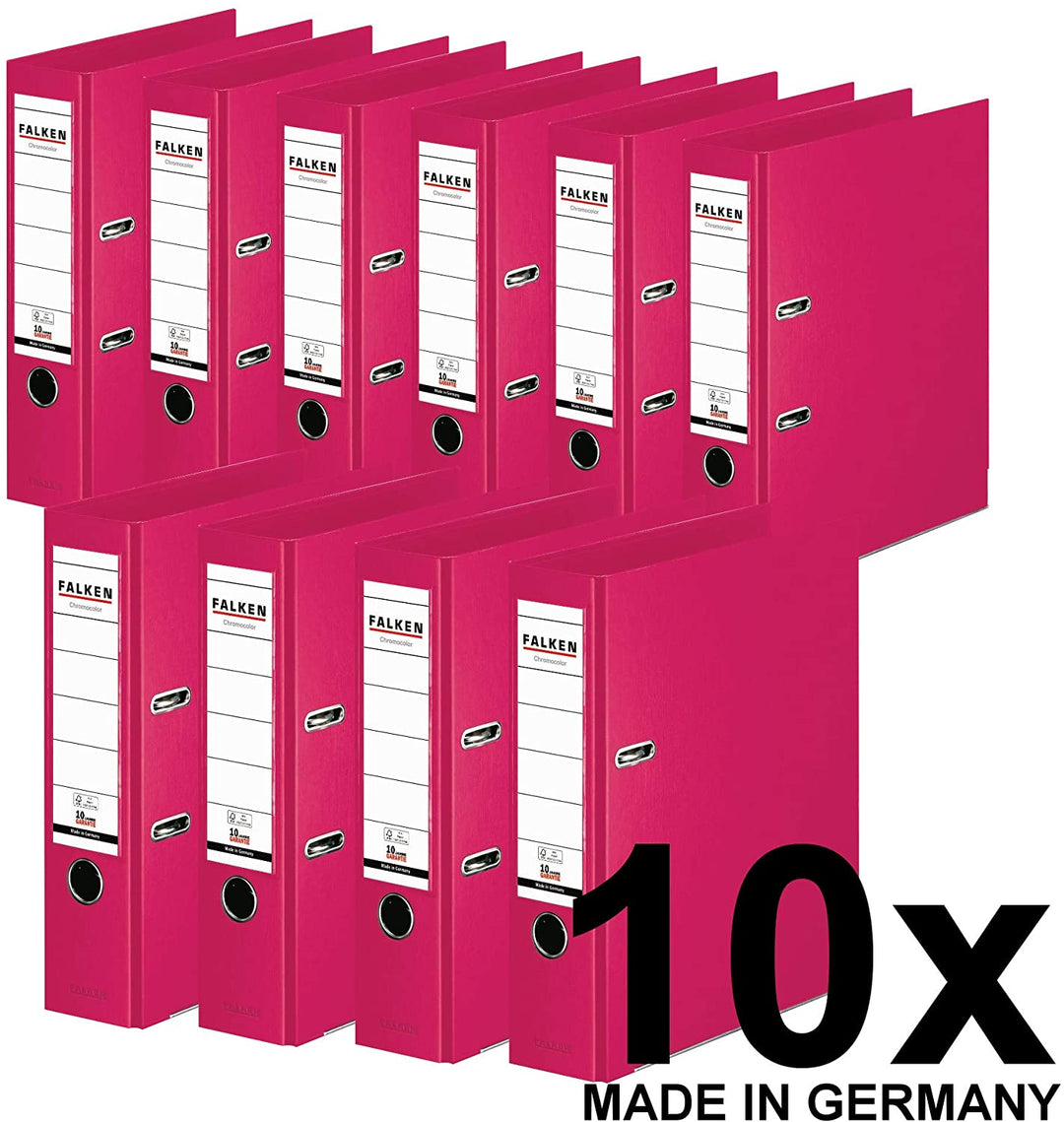 Original Falken Pack of 10 Chromocolor Premium Folders, Made in Germany, Plastic