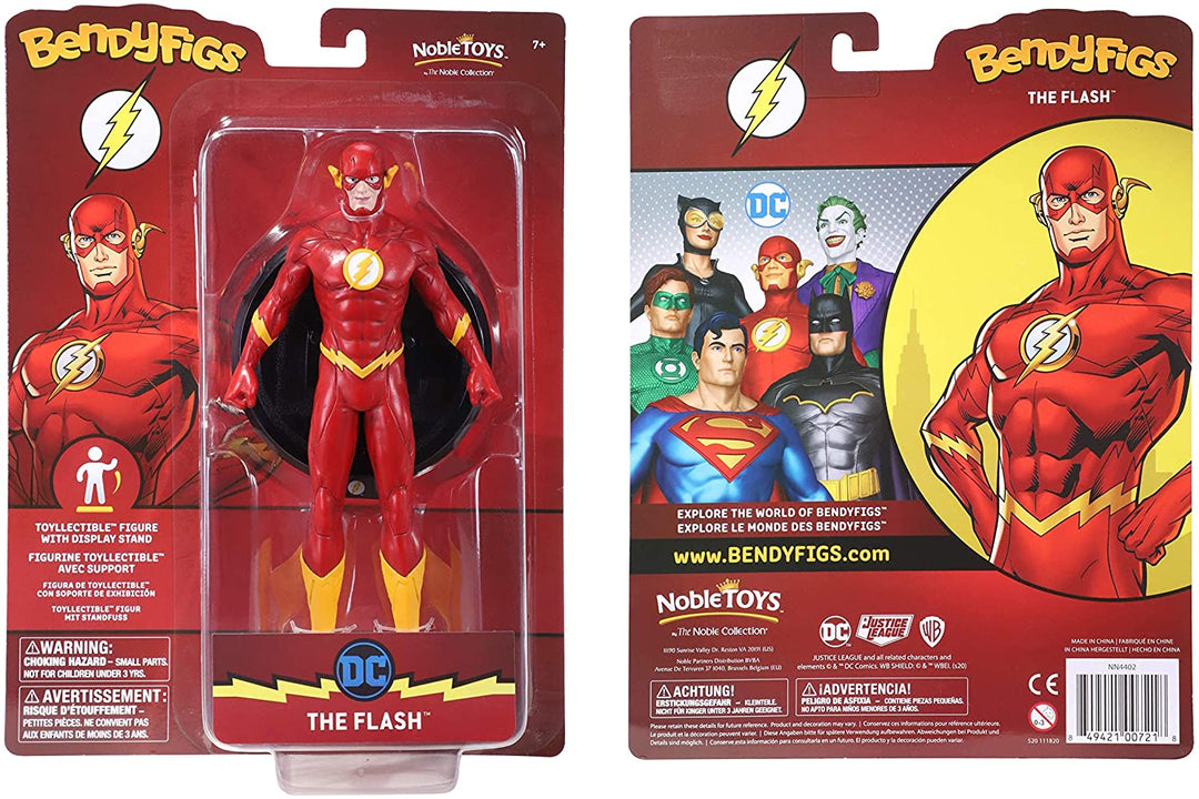 The Noble Collection DC Comics Bendyfigs The Flash - 7.5in (19cm) Noble Toys DC Bendable Posable Collectible Doll Figures With Stand