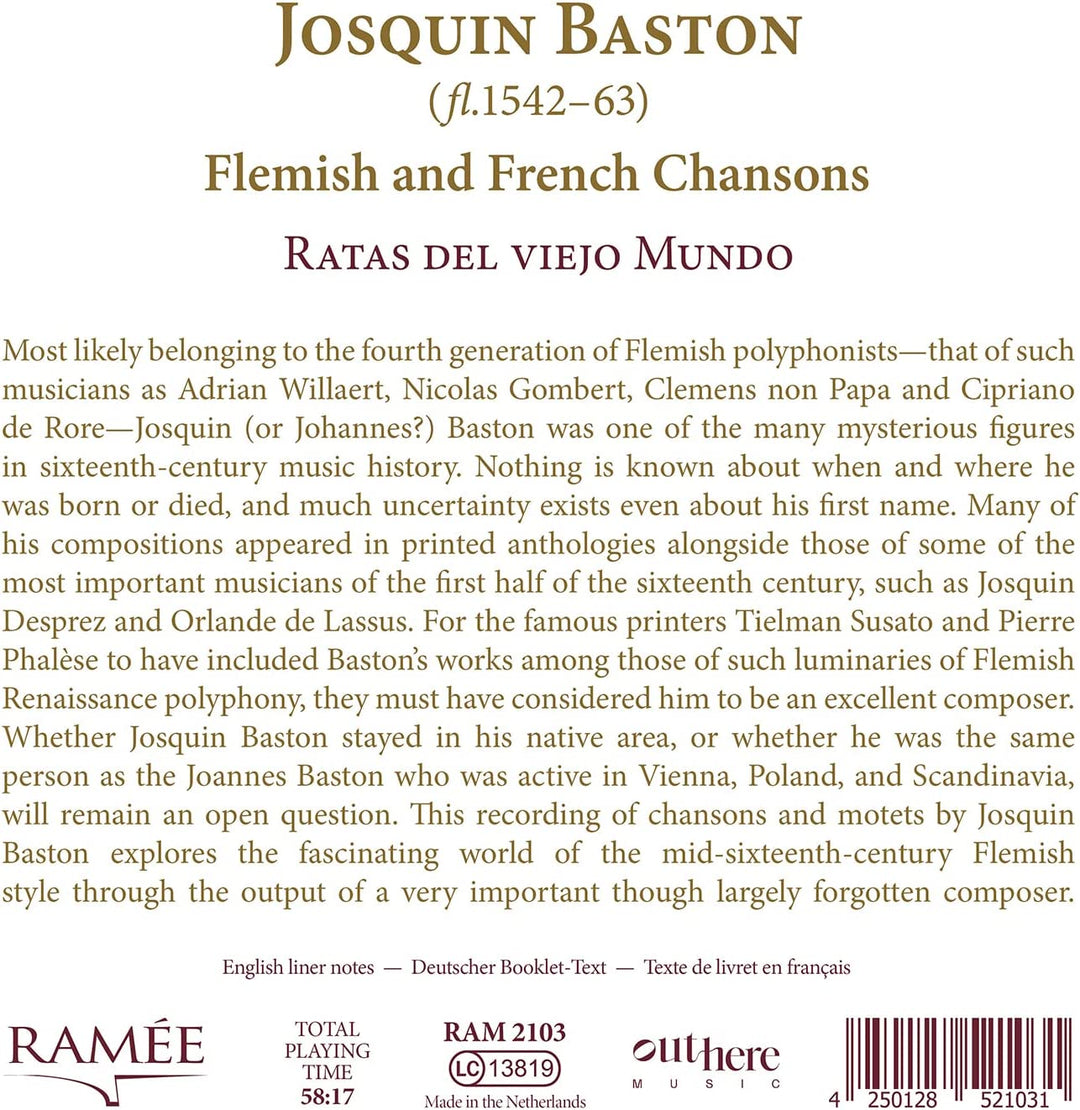 Ratas del viejo mundo - Baston: Flemish and French Chansons [Audio CD]