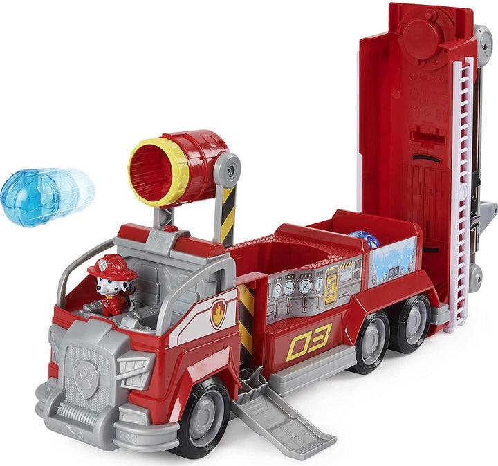 PAW Patrol Marshall’s Transforming Movie City Fire Truck with Extending Ladder, Lights and Sounds and Collectible Action Figure, Kids’ Toys for Ages 3 and up
